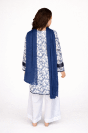 Blue & White Floral Chikankari Ready-to-Wear Ladies Kurta Set