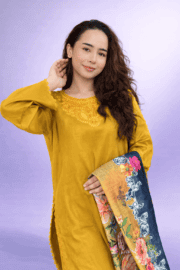 Mustard Bloom Embroidered Ready-to-Wear Lawn 3 Piece Suit