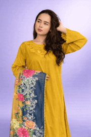 Mustard Bloom Embroidered Ready-to-Wear Lawn 3 Piece Suit