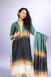 Green Ombre Embroidered Ready-to-Wear 3 Piece Suit