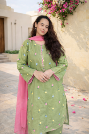 Rangreez Bloom Embroidered Stitched Lawn 3 Piece Suit