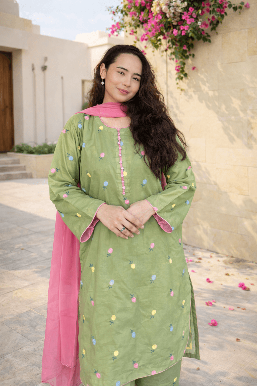 Rangreez Bloom Embroidered Stitched Lawn 3 Piece Suit