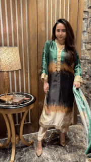 Green Ombre Embroidered Ready-to-Wear 3 Piece Suit - Image 2