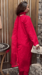 Ruby Grace Red Chikankari Embroidered Ready-to-Wear 3 Piece Kurta Set - Image 2