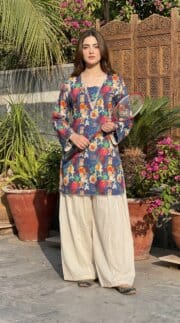 Azure Bloom Printed Lawn 2 Piece Kurta Set - Image 4