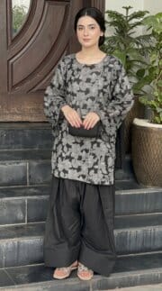 Noir Bloom Printed Lawn 2 Piece Kurta Set - Image 8